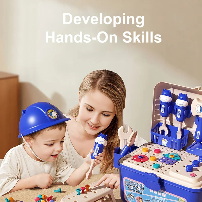 Toolbox Simulation Drill Assembly Toy for Children Home Play