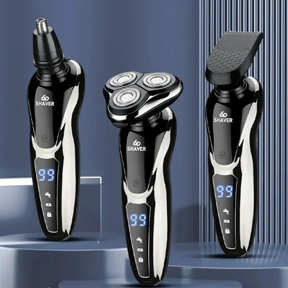 New Shaver LCD Electric Razor 3-in-1 Beard Trimmer Nose Hair Cutter Wet Dry Use