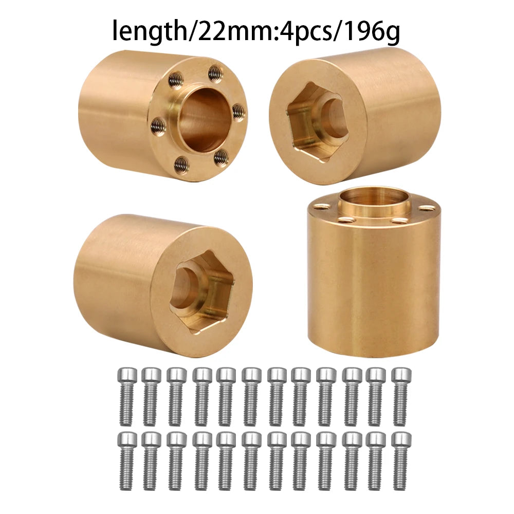 12mm Brass Wheel Weights | Hex Hub Adapter for 1/10 RC SCX10 TRX4 1.9" Rims