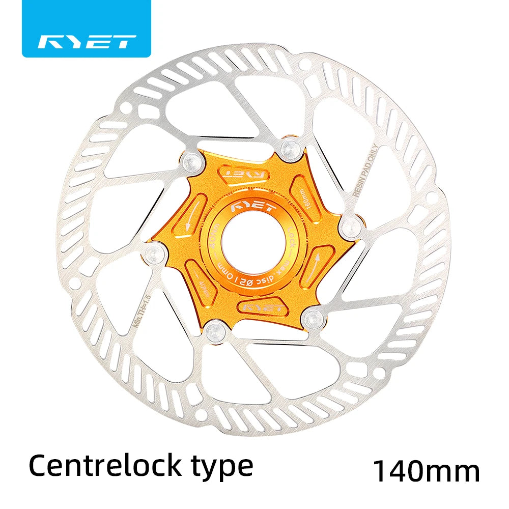 RYET Ultralight Floating Disc Rotor 140/160mm 6-Bolt Center Lock for MTB Road Bike