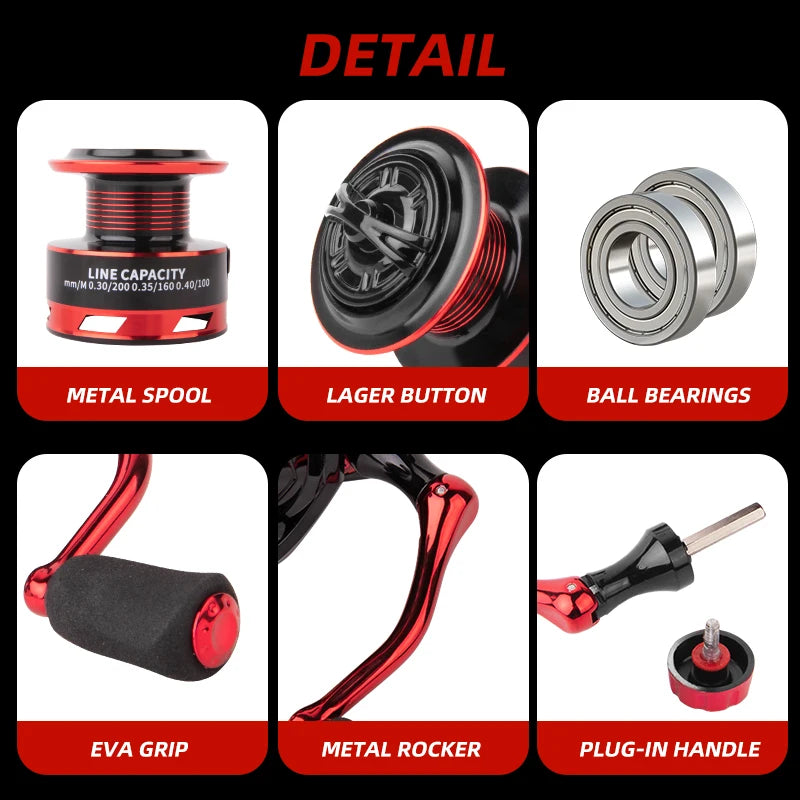BILLINGS 1000-7000 Series Spinning Fishing Reel, 12KG Drag, Metal Spool