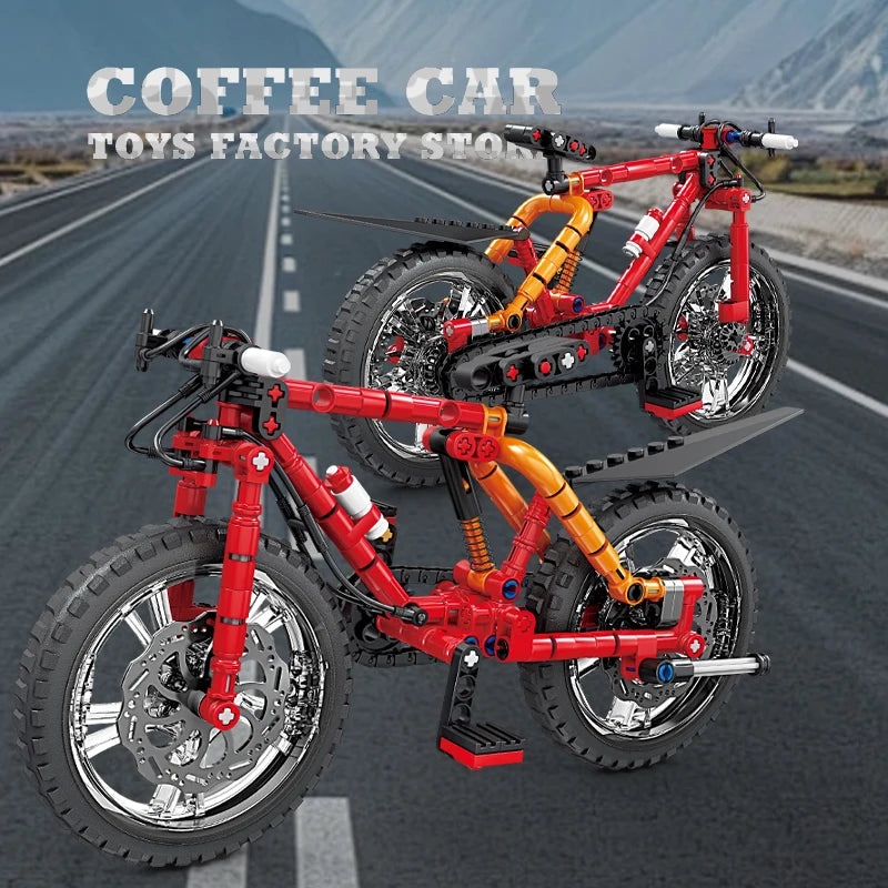 Mechanical Motion Bicycle Building Blocks MOC Mountain Bike STEM Model Toy Gift