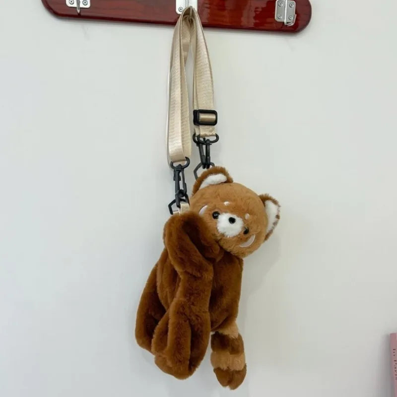 Red Panda Plush Shoulder Bag Women Cute Crossbody Backpack Travel Bag