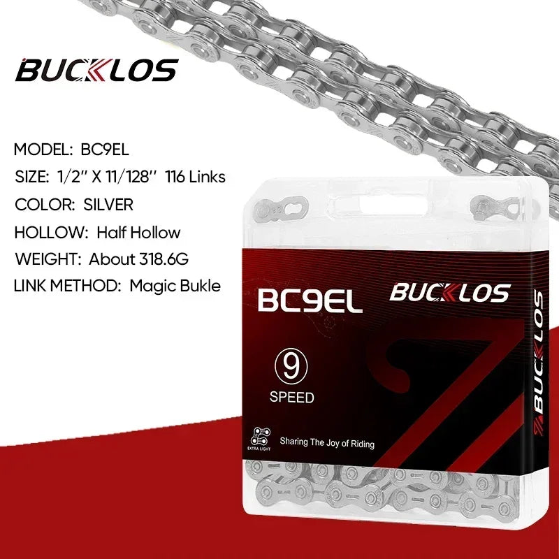 BUCKLOS 8-12 Speed Bike Chain MTB Road Bicycle Chain 116L Shimano SRAM