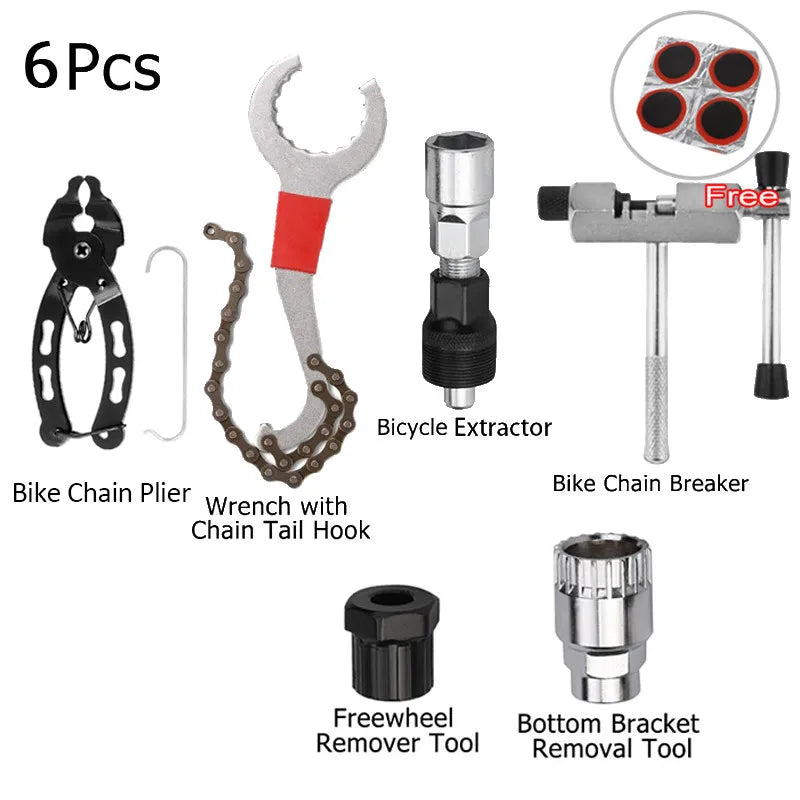 Bike Repair Tool Kit Chain Breaker Crank Puller Flywheel Remover Wrench