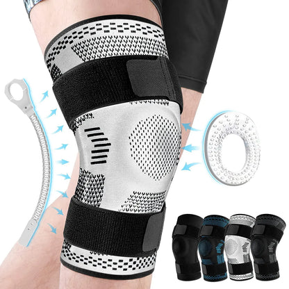Sports Knee Brace Compression Sleeve with Patella Gel Pad & Side Stabilizers