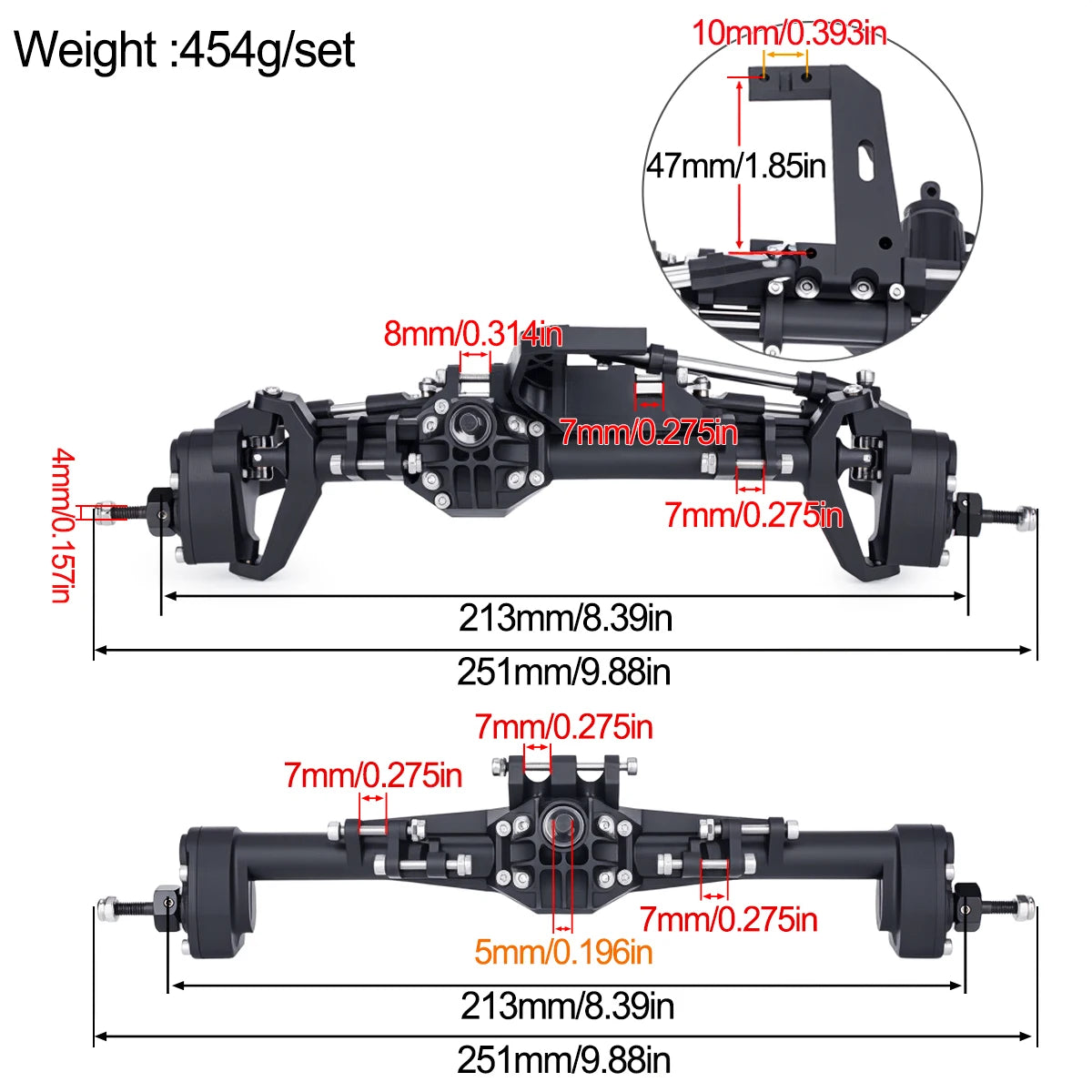 H10 Plastic Front Rear Complete Portal Axle Set 1/10 RC Crawler Vanquish