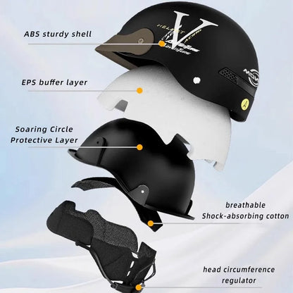 MOWK Motorcycle Vintage Half Helmet Summer Breathable Men Women Electric Jet Scooter Open Face Helmets Reflective Safety Helmets