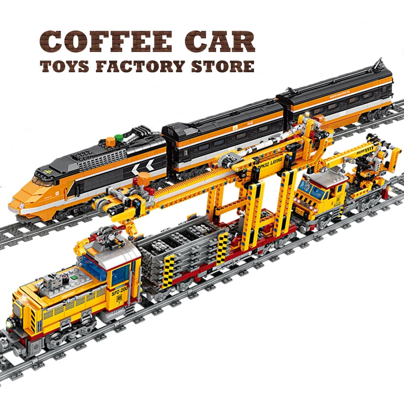 City Power MOC Train Building Blocks Railway Track Locomotive Model Kids Toys