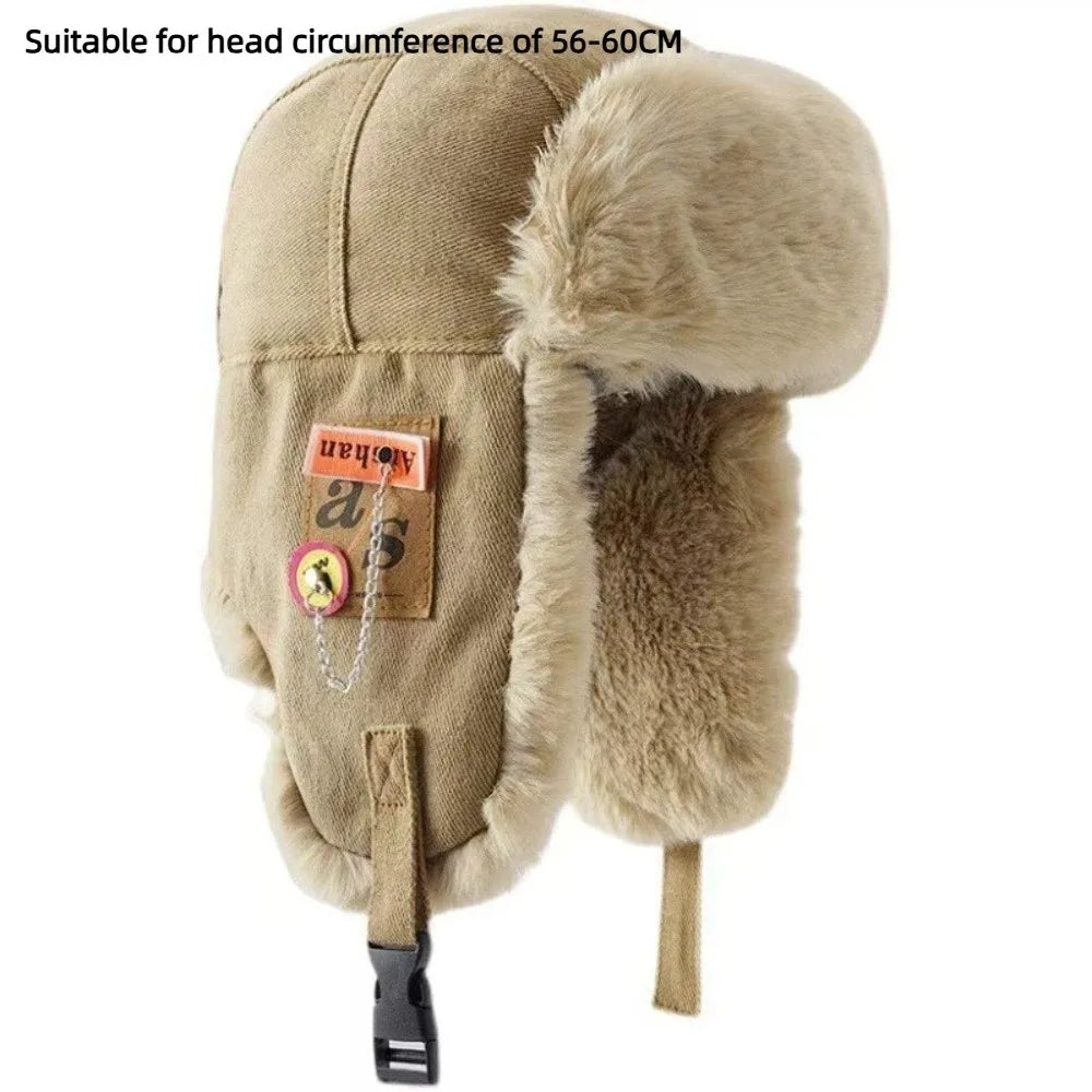 Waterproof Ear Protectors Bomber Hat Faux Fur Warm Unisex Winter Trapper