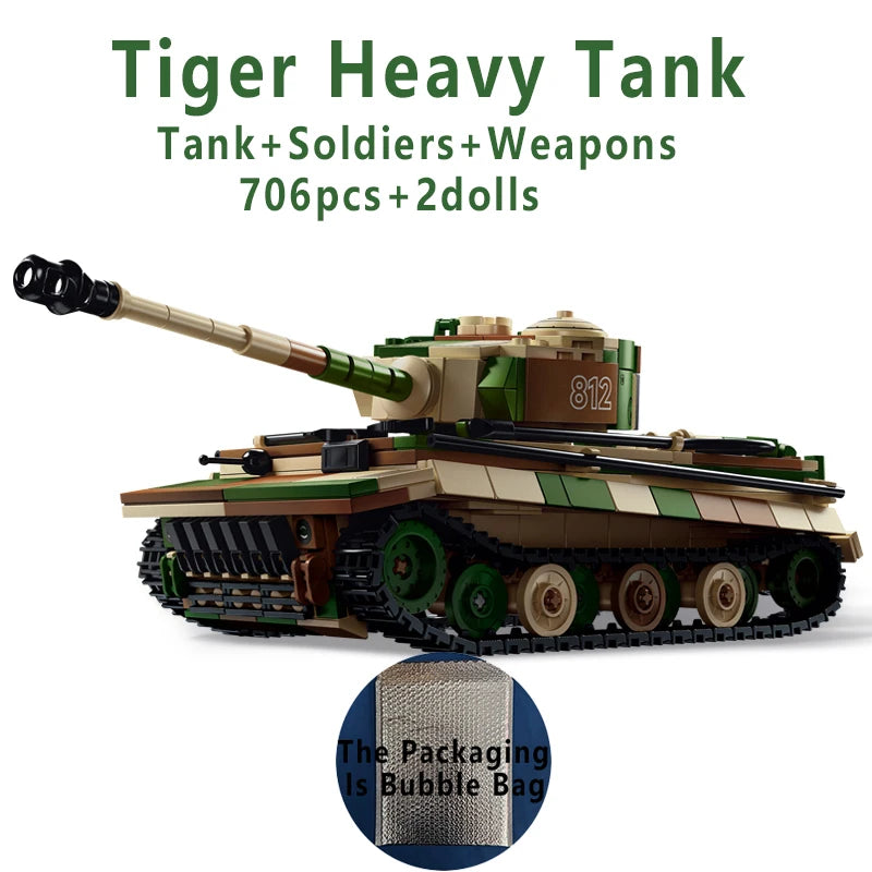 WW2 German Tiger Heavy Tank Building Blocks Military Brick Model Toy Set