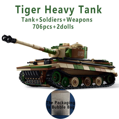 WW2 German Tiger Heavy Tank Building Blocks Military Brick Model Toy Set