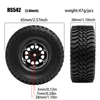 4Pcs Beadlock Wheels 1.3" Tires for RC Crawler 1/18 TRX4M SCX24 AX24