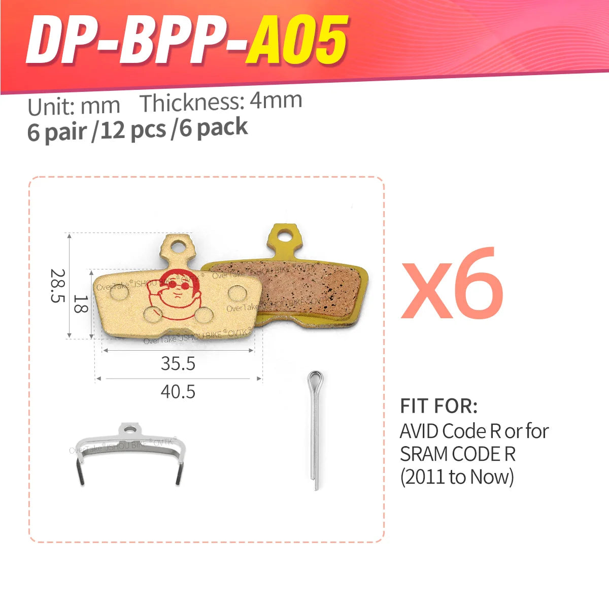 SRAM Code R RSC Avid Code All-Metal Brake Pads JSHOUBIKE Brass Powder