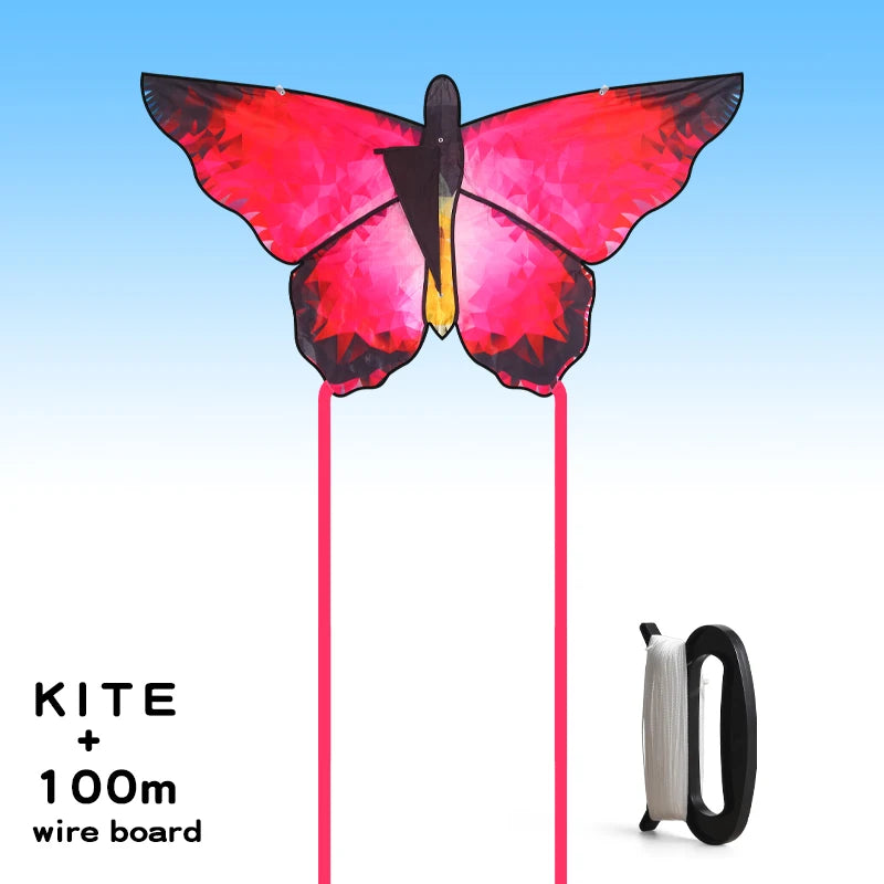 Butterfly Kites Red 100m String for Adults and Kids Outdoor Flying