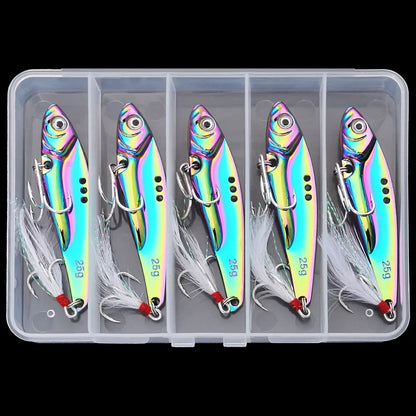 5Pcs Metal Vib Blade Fishing Lures Sinking Spinner Baits for Pike Bass Perch