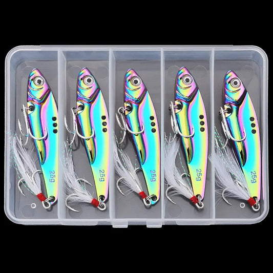 5Pcs Metal Vib Blade Fishing Lures Sinking Spinner Baits for Pike Bass Perch