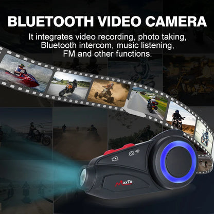 Maxto M3S Motorcycle Helmet Bluetooth Intercom 1440p DVR WiFi Camera Headset