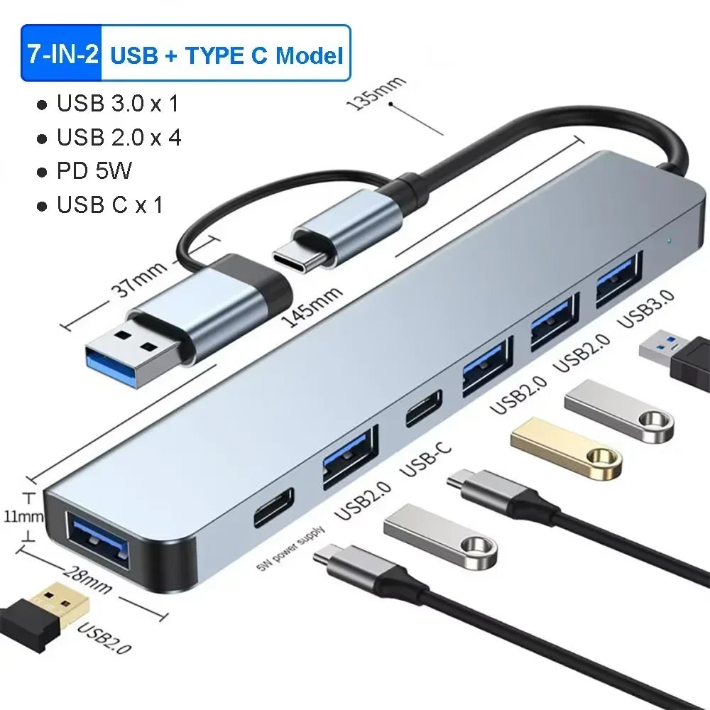 4K HDMI Adapter USB C Hub 8In1 with RJ45 SD TF Card Reader PD Charge