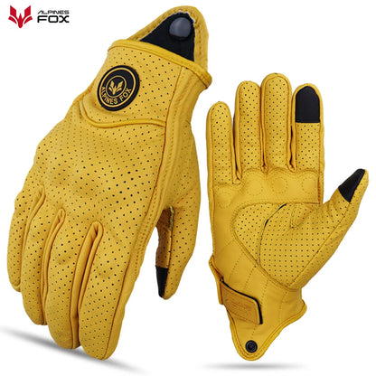 Vintage Goatskin Motorcycle Gloves Men Retro Leather Summer Riding M–XXL