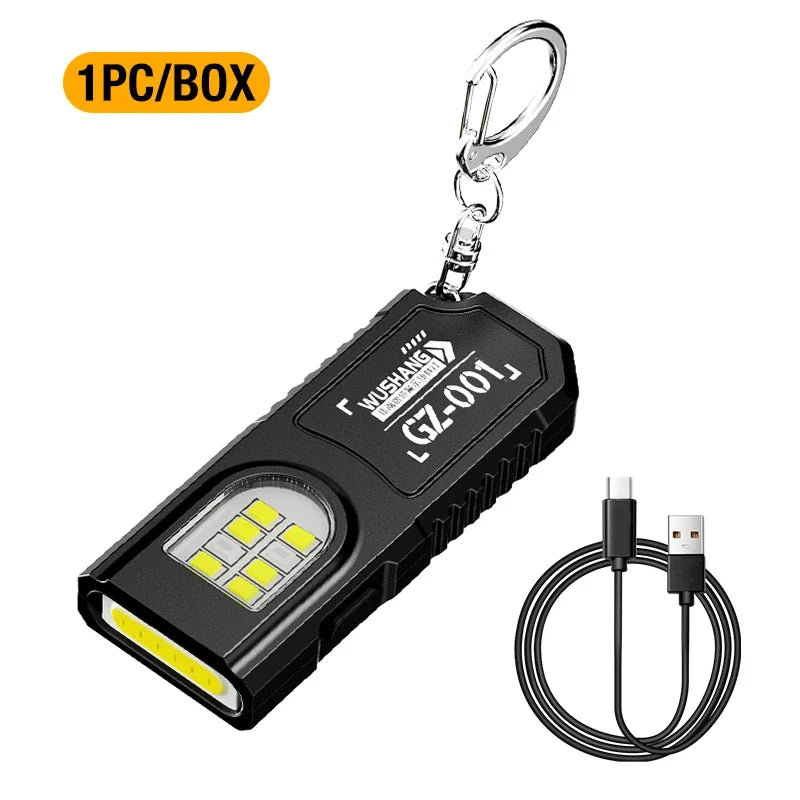 Mini LED Work Light USB Rechargeable COB Flashlight Magnetic Torch EDC