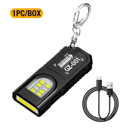 Mini LED Work Light USB Rechargeable COB Flashlight Magnetic Torch EDC