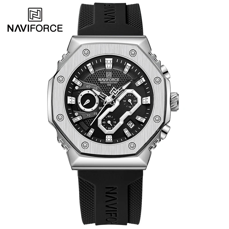 NAVIFORCE Fashion Couple Watches Casual Original Sport Silicone Strap Wristwatch for Lovers Auto Date Display Quartz Chronograph-EXPROTAS