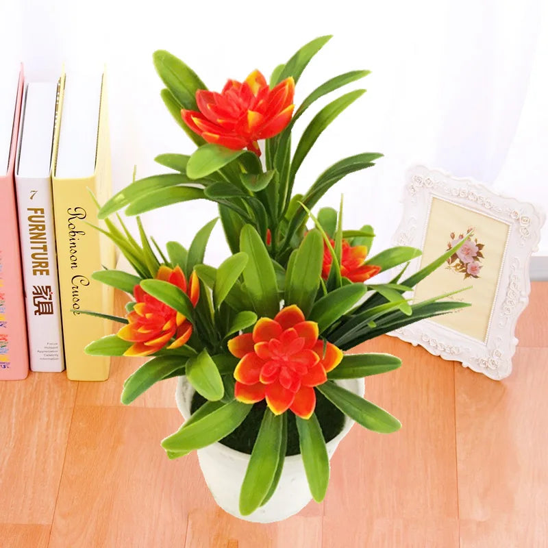 Artificial Flowers Plant Pot Fake Decor for Home Office Garden Balcony