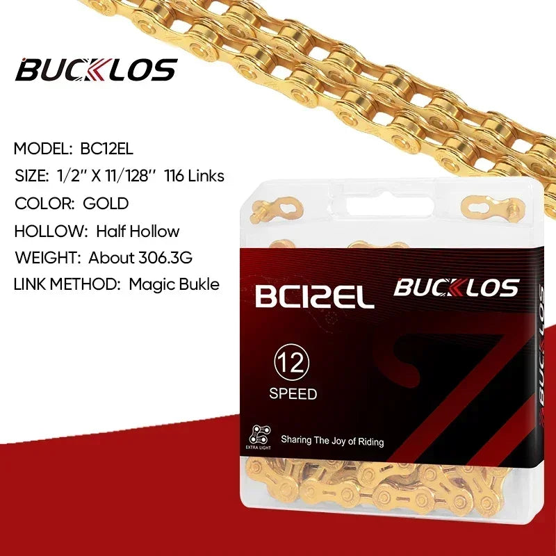 BUCKLOS 8-12 Speed Bike Chain MTB Road Bicycle Chain 116L Shimano SRAM