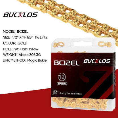 BUCKLOS 8-12 Speed Bike Chain MTB Road Bicycle Chain 116L Shimano SRAM