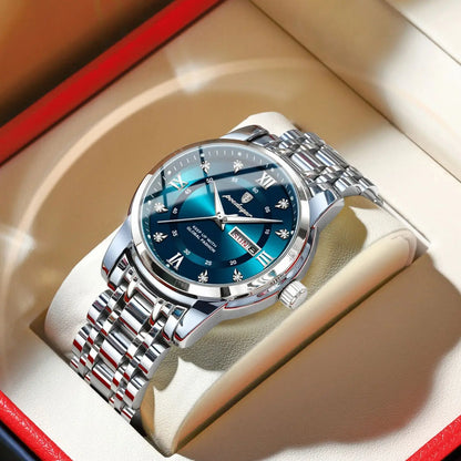 Poedagar Luxury Men's Watch Waterproof Quartz Luminous Date Stainless Steel