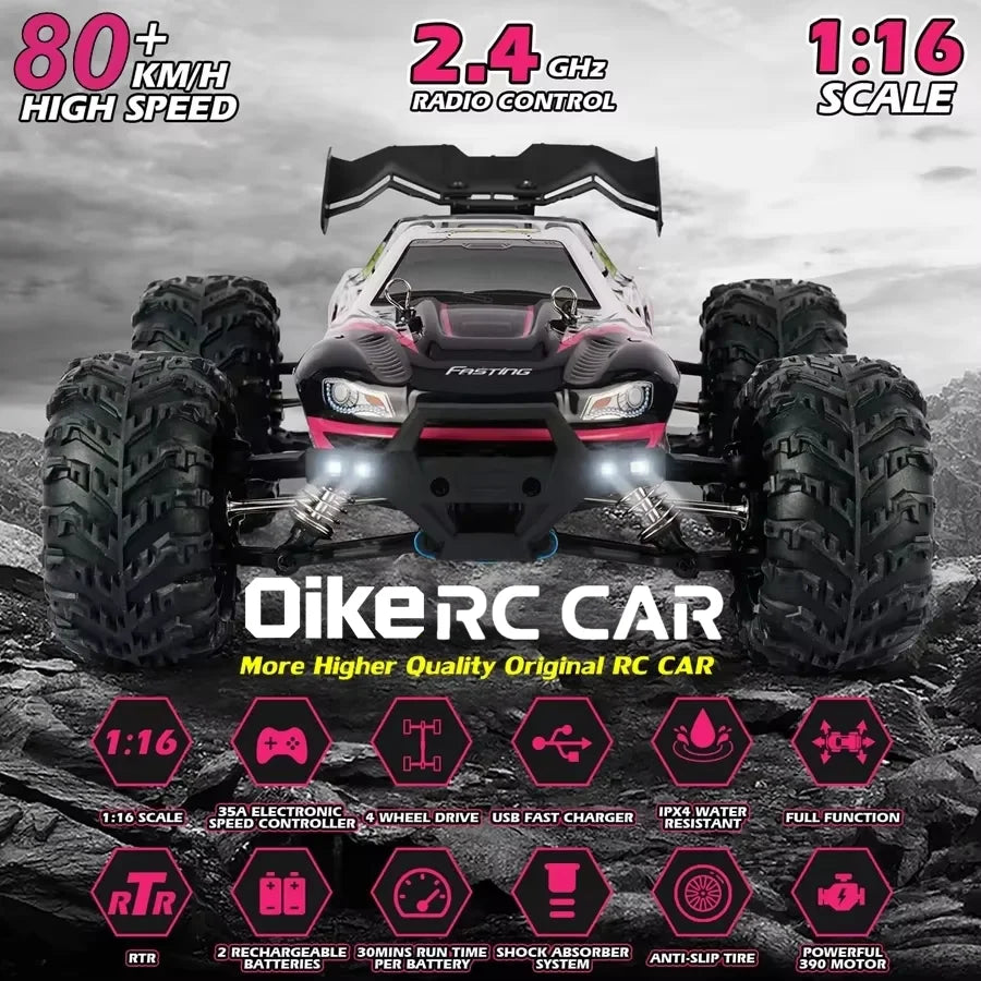 RC Remote Control Drift Car 4WD 50KM/H 80KM/H LED Lights Racing Toy