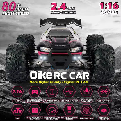EXPROTAS 4WD Off Road Remote Control RC Car 80KM/H Brushless 1:16 Scale
