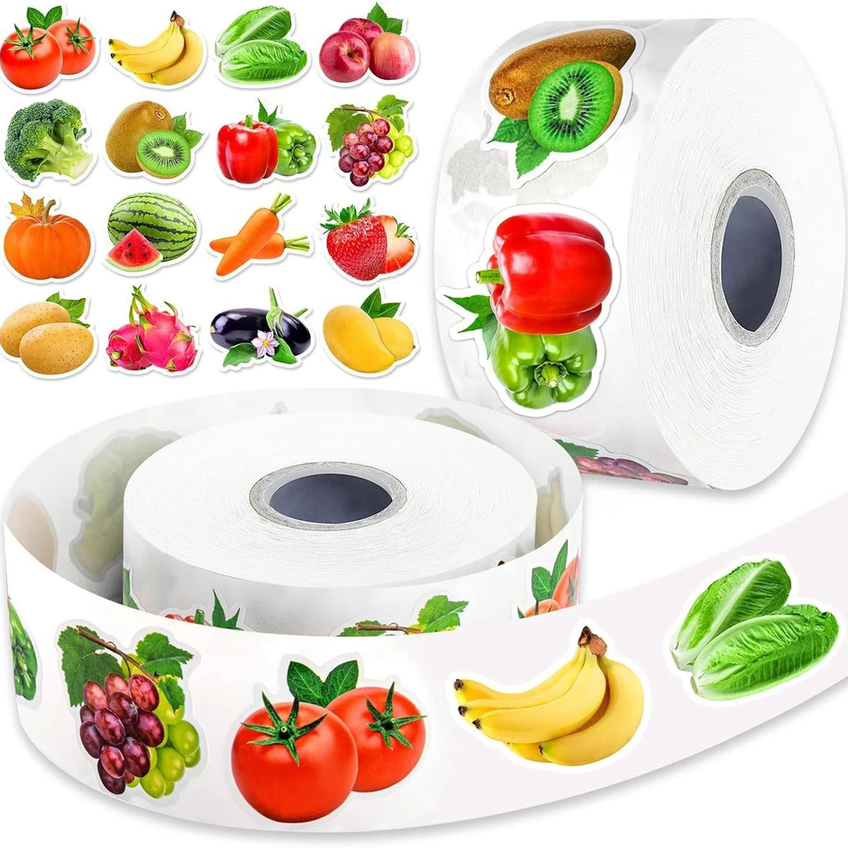 500Pcs Colorful Fruits Vegetables Stickers for Party Baking Scrapbooking