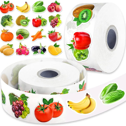 500Pcs Colorful Fruits Vegetables Stickers for Party Baking Scrapbooking