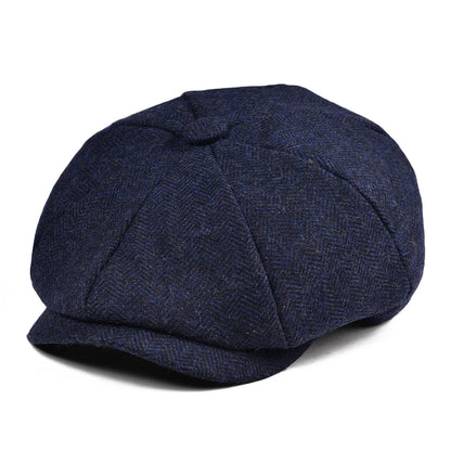 Baker Boy Cap Wool Blend Herringbone Newsboy Hat for Men Women