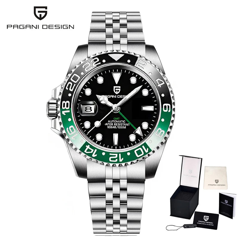 PAGANI Design PD-1662 Men’s Automatic Watch Stainless Steel Ceramic Bezel Waterproof