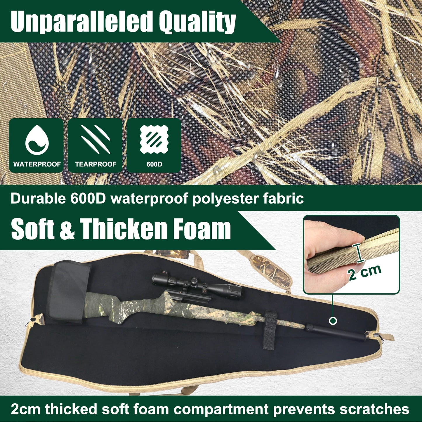 EXPROTAS Gun Case Soft Padded Bag for Scoped Rifle Hunting Carry