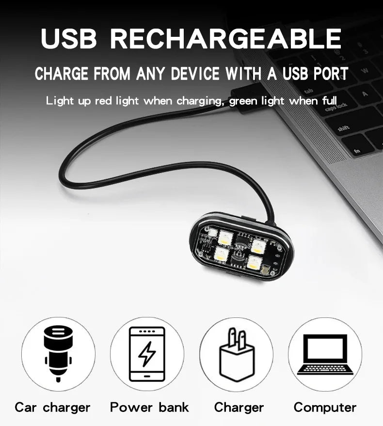 Wireless LED Strobe Lights for Motorcycle with USB Charging