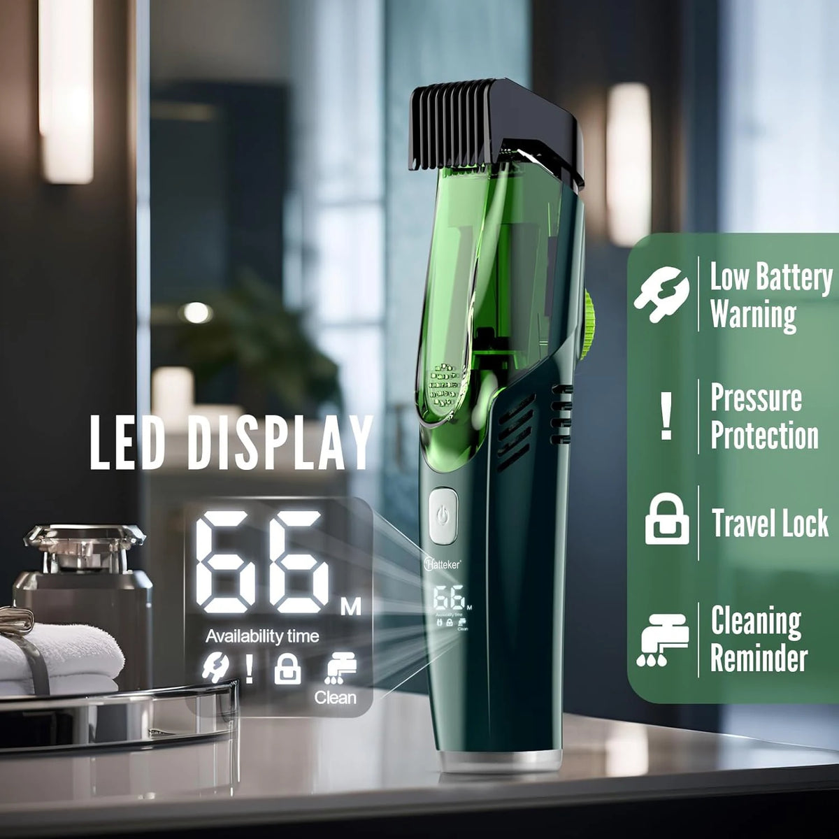Cordless Beard Trimmer Rechargeable Electric Shaver for Men IPX6 Washable