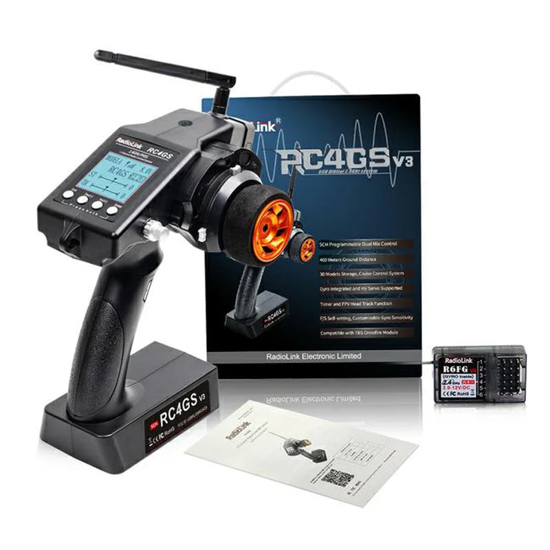 RadioLink RC4GS V3 2.4G 4CH 5CH 7CH 400M Distance Remote Controller Transmitter  R6Fg Gyro Inside Receiver for RC Car Boat-EXPROTAS