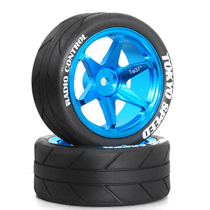 RED SPIDER 65mm Wheel Tires 12mm Hex Blue Rim for 1/10 1/12 1/14 RC Car