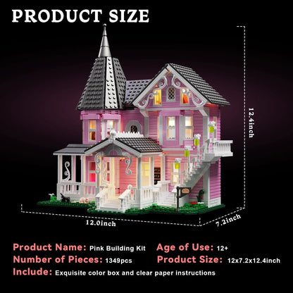 1349 PCS Coralines Building Block Set Pink Palace Model Apartment Ideas Movie Architecture Toy for Boys and Girls Christmas Gift-EXPROTAS