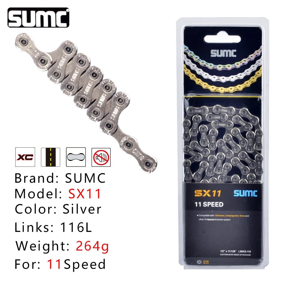Bike Chain SUMC Half Hollow  116L 9/10/11/12 Speed for Shimano SRAM Campagnolo