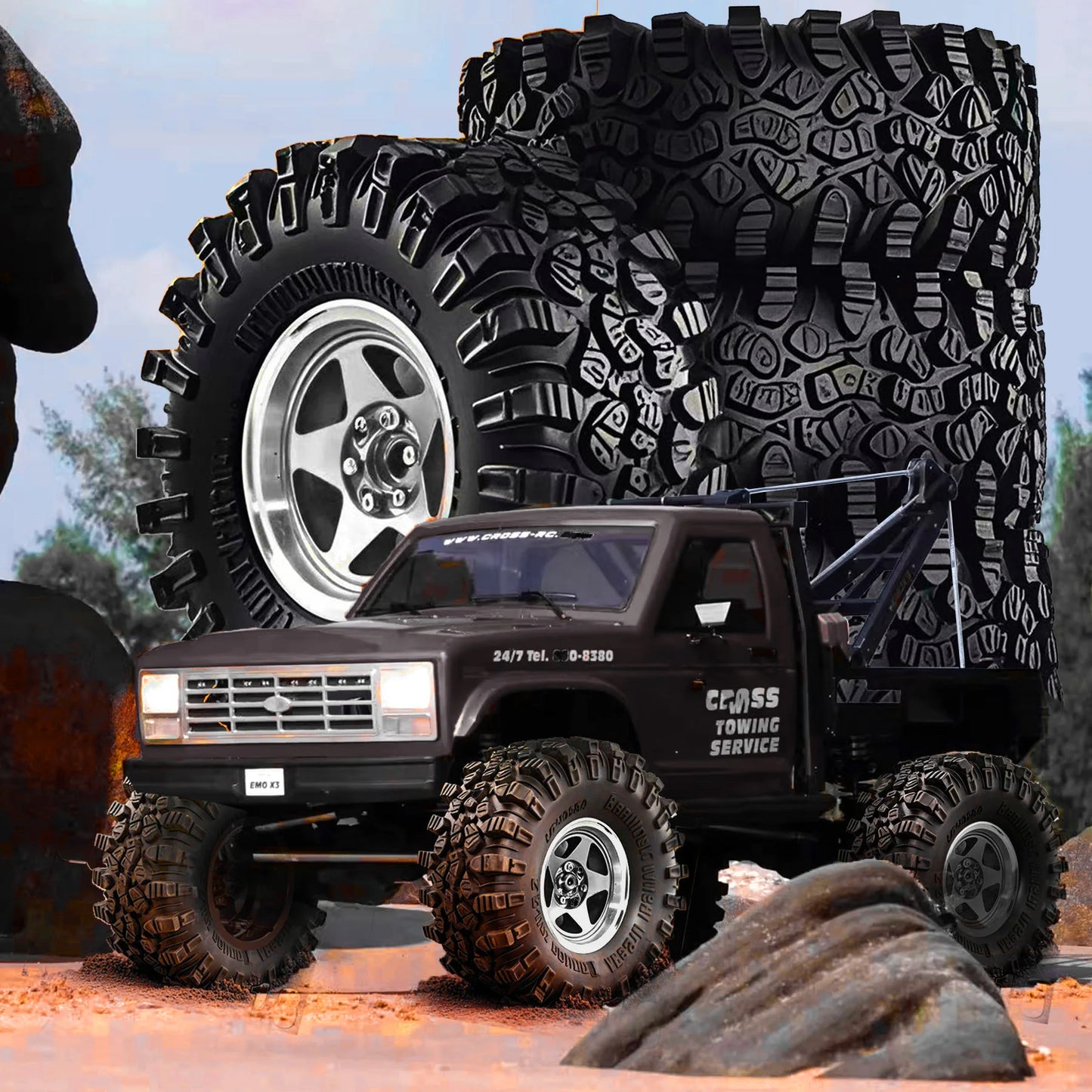 2.2 RC Crawler Tires & Metal Beadlock Wheels 4pcs for 1/10 1/8 SCX10 TRX4