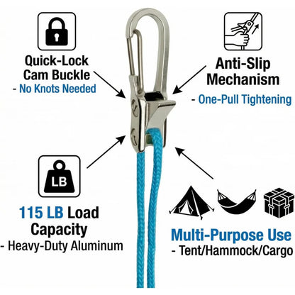 Buckle Retractable Rope Tensioner Heavy-Duty Camping Accessories Pack