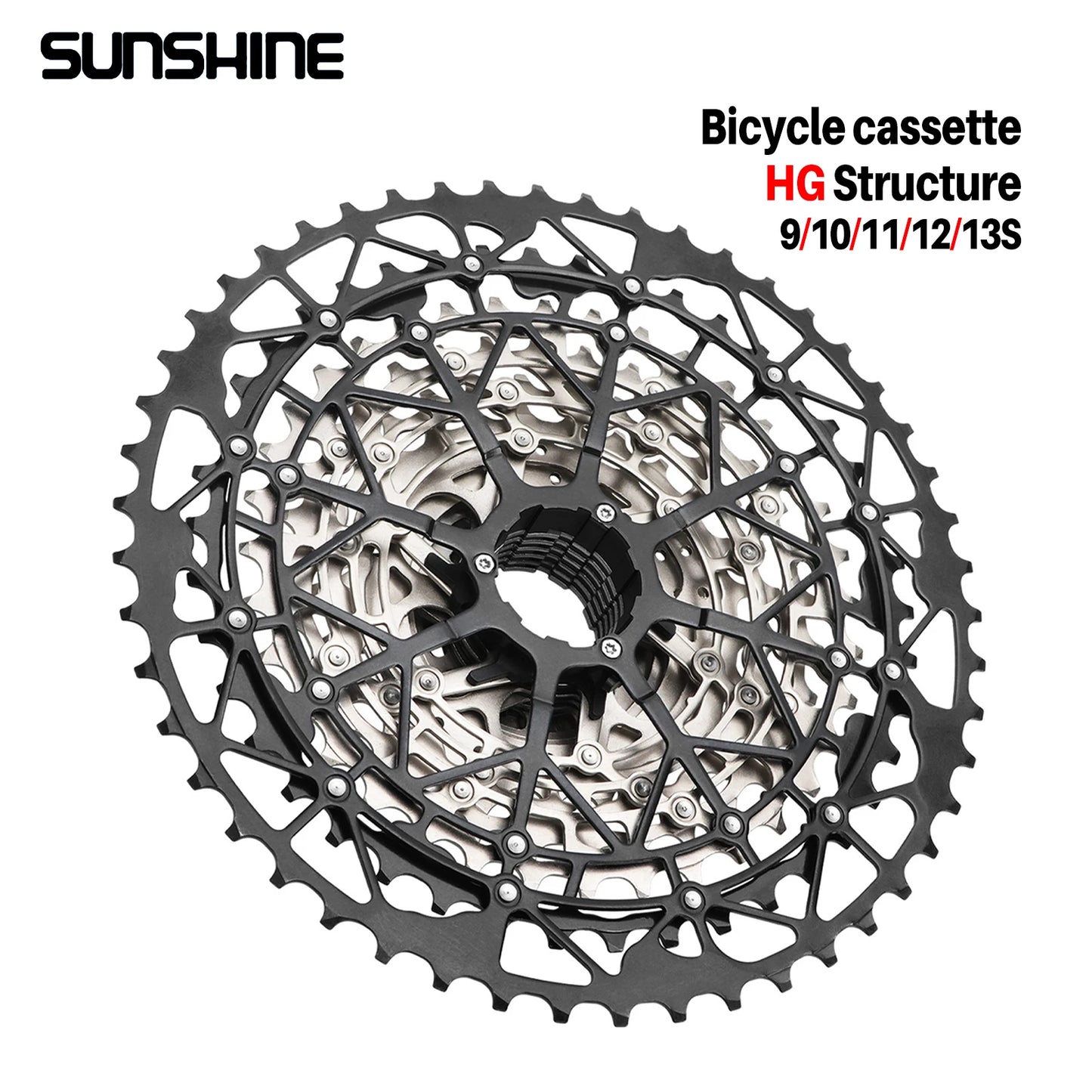 SUNSHINE Ultralight Carbon Steel Bicycle Cassette 9/10/11/12/13 Speed HG Sprocket MTB