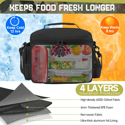 Tactical Insulated Lunch Bag for Men Heavy Duty Cooler Box Work Camping Picnic