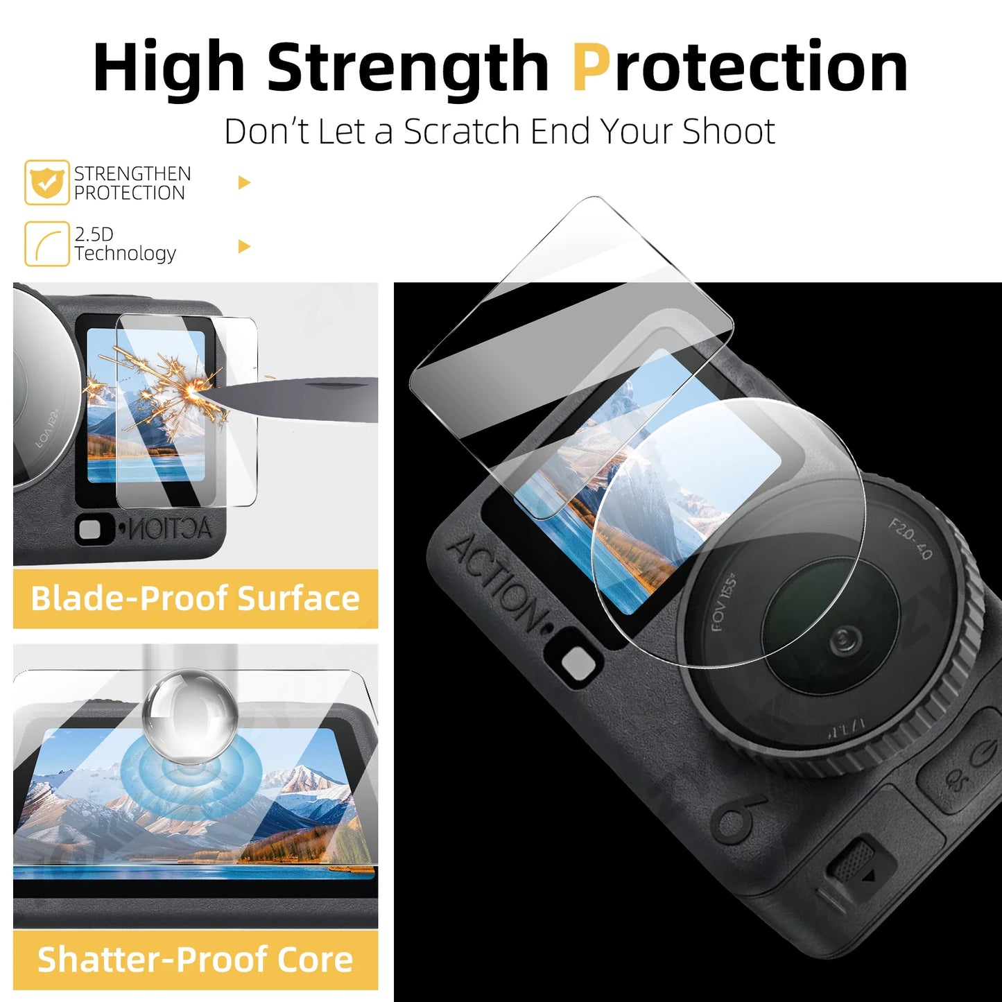 Tempered Glass Protector for DJI Osmo Action 6 5 Pro Screen Lens Accessories