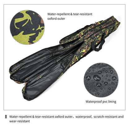 1.3m/1.5m Foldable 2-Layer Fishing Rod Bag Double Shoulder Storage